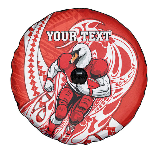 Personalized Sydney Swans Spare Tire Cover Polynesian Tribal Swan Mascot With Hibiscus Floral Art