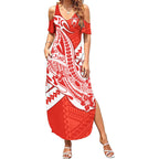 Personalized Sydney Swans Summer Maxi Dress Polynesian Tribal Swan Mascot With Hibiscus Floral Art