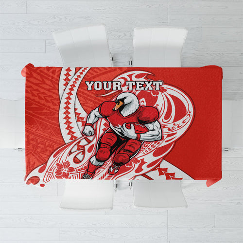 Personalized Sydney Swans Tablecloth Polynesian Tribal Swan Mascot With Hibiscus Floral Art