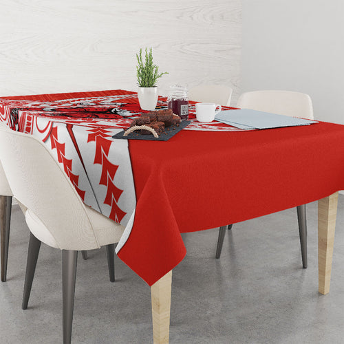 Personalized Sydney Swans Tablecloth Polynesian Tribal Swan Mascot With Hibiscus Floral Art