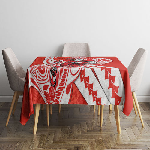 Personalized Sydney Swans Tablecloth Polynesian Tribal Swan Mascot With Hibiscus Floral Art