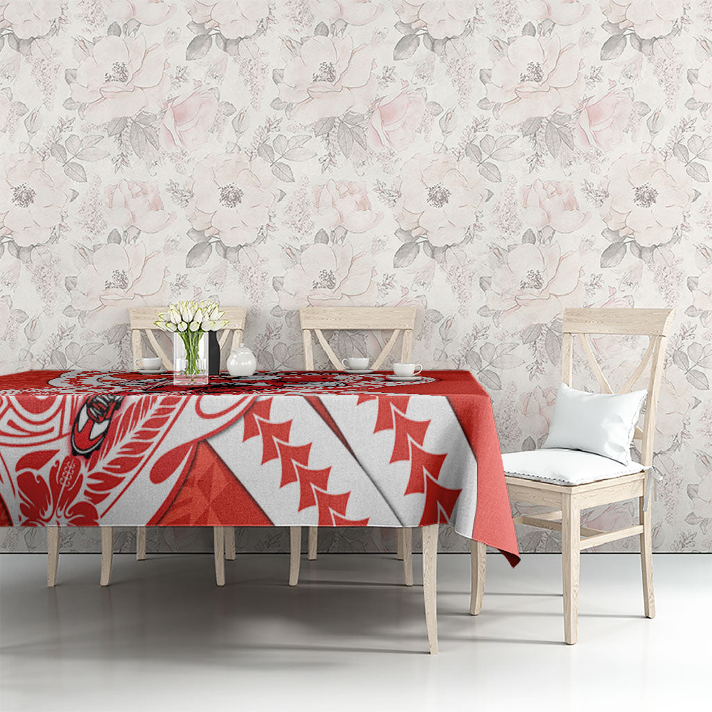 Personalized Sydney Swans Tablecloth Polynesian Tribal Swan Mascot With Hibiscus Floral Art