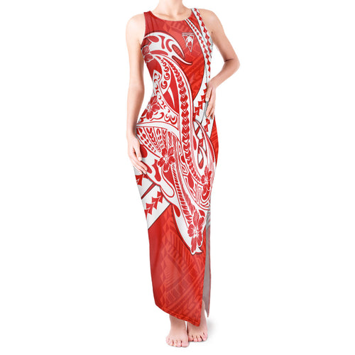 Personalized Sydney Swans Tank Maxi Dress Polynesian Tribal Swan Mascot With Hibiscus Floral Art