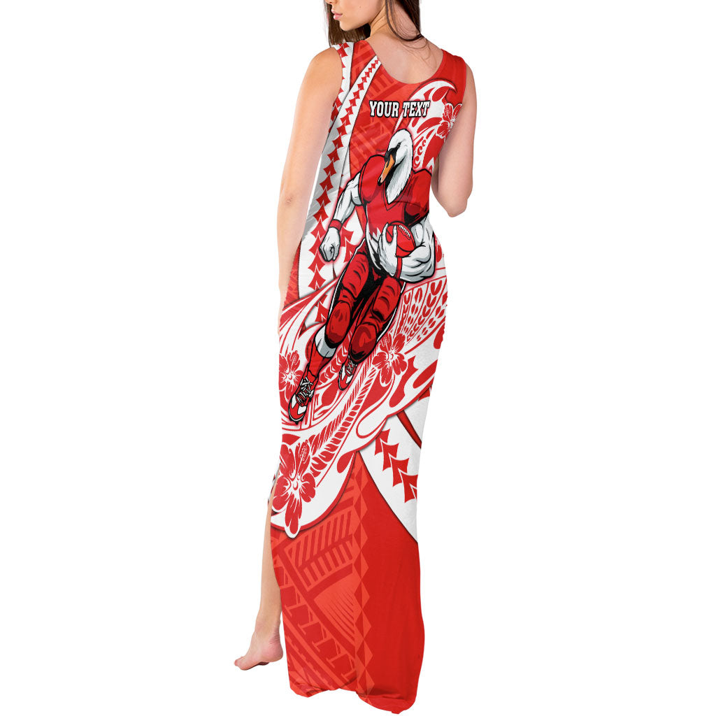 Personalized Sydney Swans Tank Maxi Dress Polynesian Tribal Swan Mascot With Hibiscus Floral Art