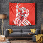 Personalized Sydney Swans Tapestry Polynesian Tribal Swan Mascot With Hibiscus Floral Art