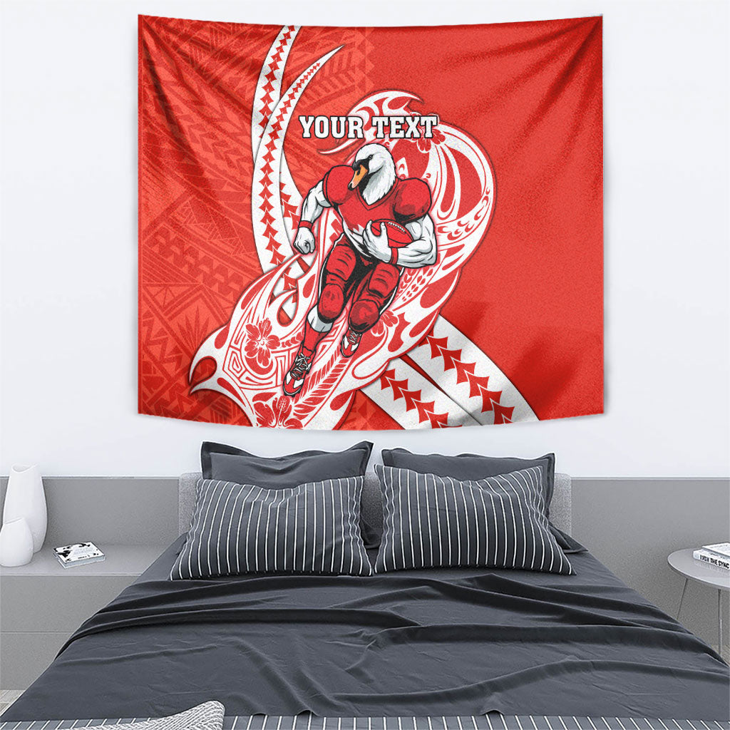Personalized Sydney Swans Tapestry Polynesian Tribal Swan Mascot With Hibiscus Floral Art