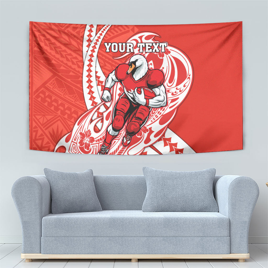 Personalized Sydney Swans Tapestry Polynesian Tribal Swan Mascot With Hibiscus Floral Art