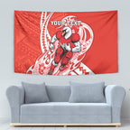 Personalized Sydney Swans Tapestry Polynesian Tribal Swan Mascot With Hibiscus Floral Art
