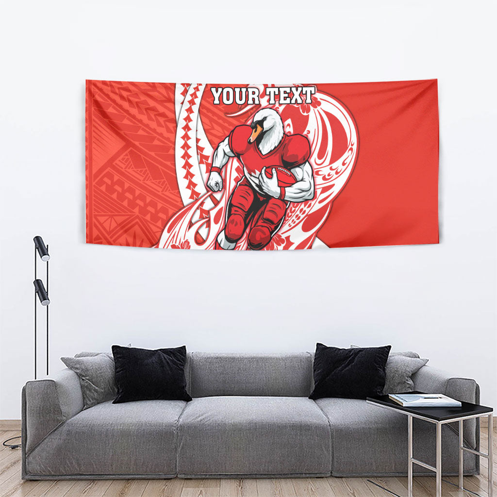 Personalized Sydney Swans Tapestry Polynesian Tribal Swan Mascot With Hibiscus Floral Art
