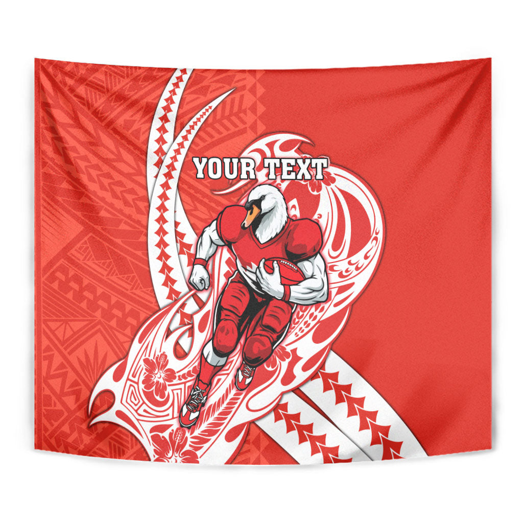 Personalized Sydney Swans Tapestry Polynesian Tribal Swan Mascot With Hibiscus Floral Art