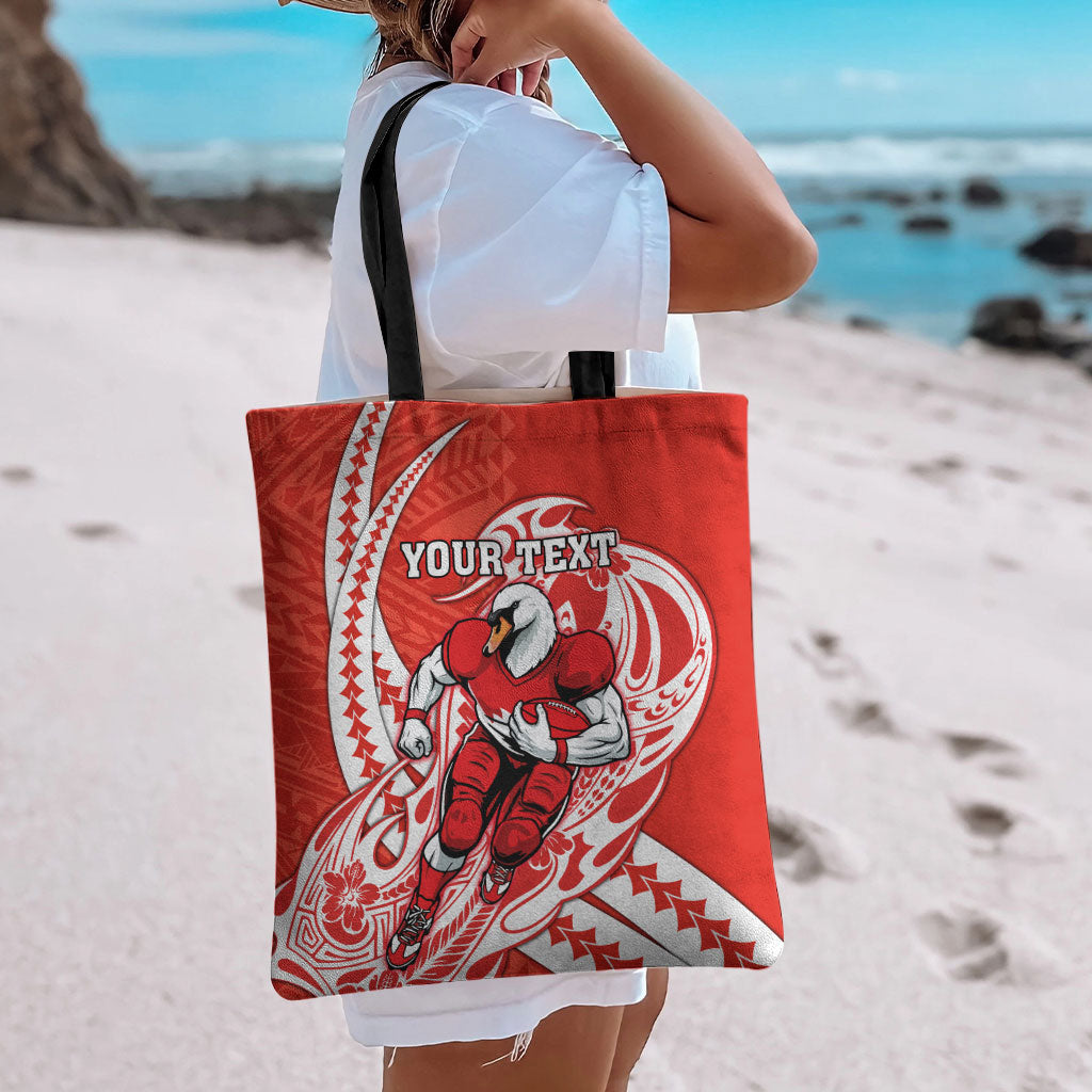 Personalized Sydney Swans Tote Bag Polynesian Tribal Swan Mascot With Hibiscus Floral Art