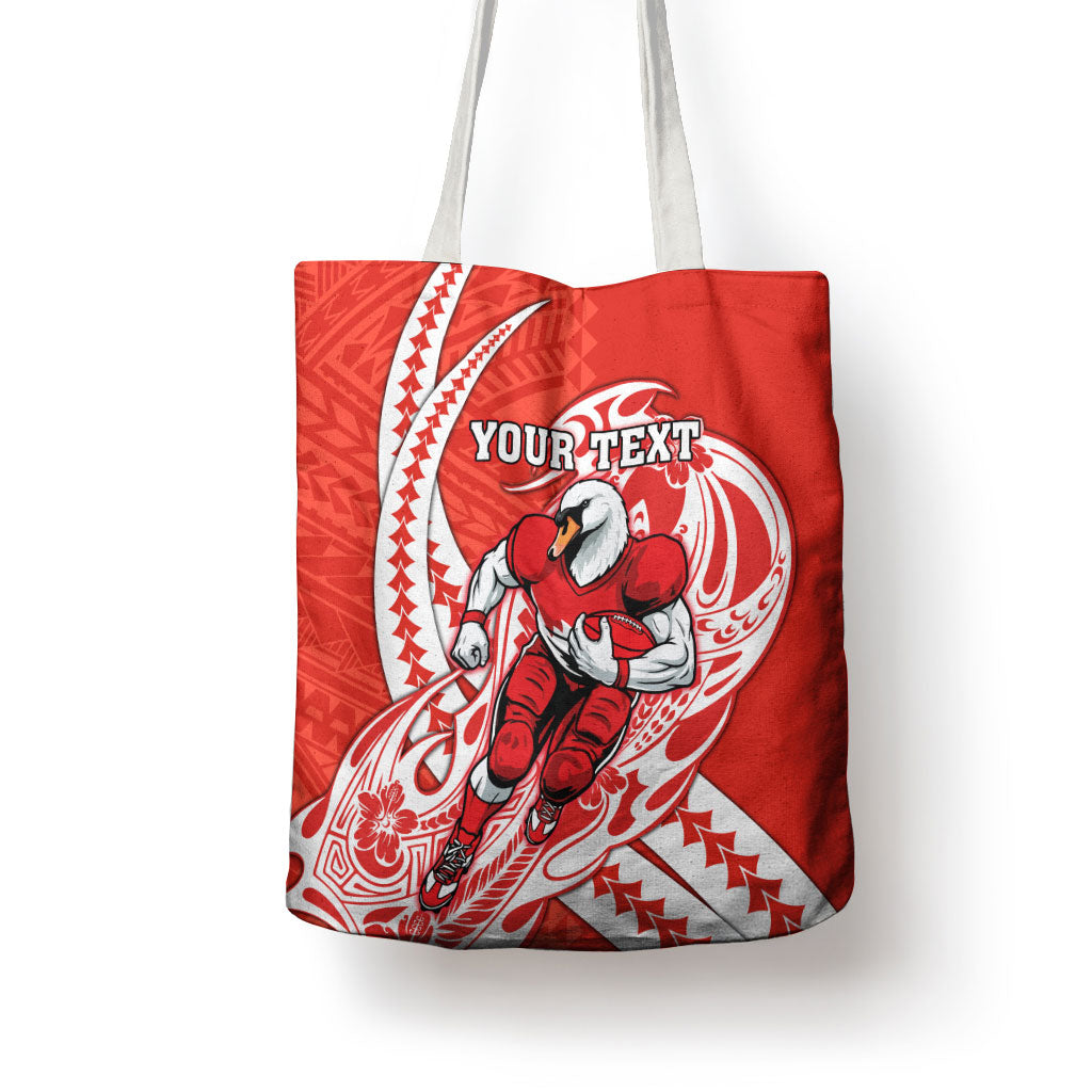 Personalized Sydney Swans Tote Bag Polynesian Tribal Swan Mascot With Hibiscus Floral Art