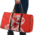 Personalized Sydney Swans Travel Bag Polynesian Tribal Swan Mascot With Hibiscus Floral Art