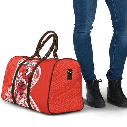Personalized Sydney Swans Travel Bag Polynesian Tribal Swan Mascot With Hibiscus Floral Art