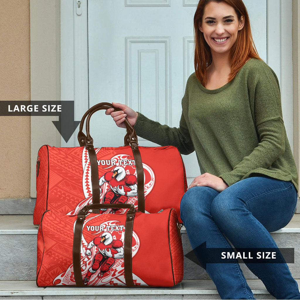 Personalized Sydney Swans Travel Bag Polynesian Tribal Swan Mascot With Hibiscus Floral Art