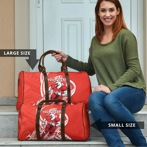 Personalized Sydney Swans Travel Bag Polynesian Tribal Swan Mascot With Hibiscus Floral Art
