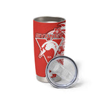 Personalized Sydney Swans Tumbler Cup Polynesian Tribal Swan Mascot With Hibiscus Floral Art