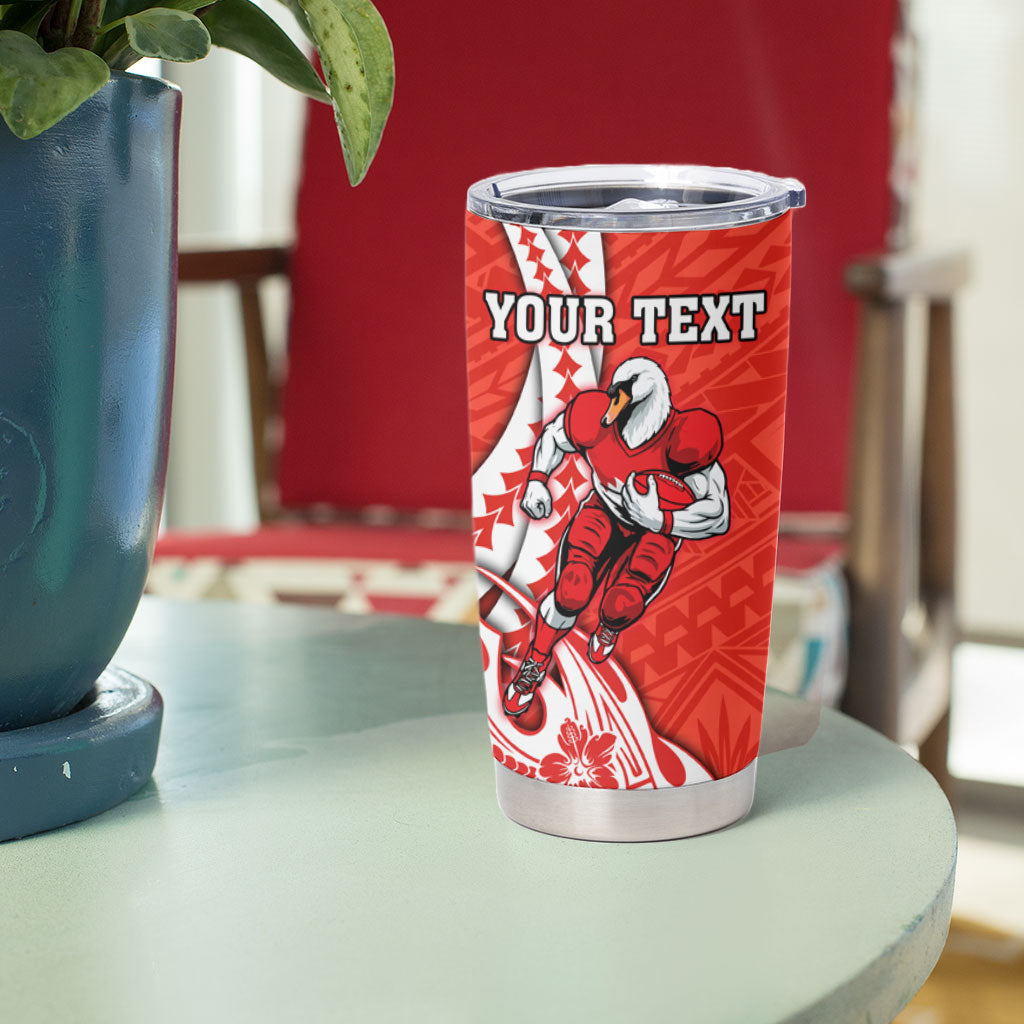 Personalized Sydney Swans Tumbler Cup Polynesian Tribal Swan Mascot With Hibiscus Floral Art