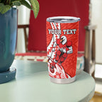 Personalized Sydney Swans Tumbler Cup Polynesian Tribal Swan Mascot With Hibiscus Floral Art