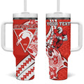 Personalized Sydney Swans Tumbler With Handle Polynesian Tribal Swan Mascot With Hibiscus Floral Art