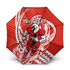 Personalized Sydney Swans Umbrella Polynesian Tribal Swan Mascot With Hibiscus Floral Art