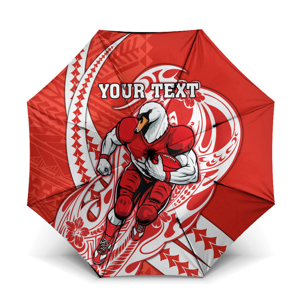 Personalized Sydney Swans Umbrella Polynesian Tribal Swan Mascot With Hibiscus Floral Art