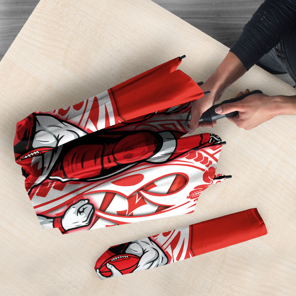 Personalized Sydney Swans Umbrella Polynesian Tribal Swan Mascot With Hibiscus Floral Art