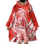 Personalized Sydney Swans Wearable Blanket Hoodie Polynesian Tribal Swan Mascot With Hibiscus Floral Art