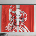 Personalized Sydney Swans Window Curtain Polynesian Tribal Swan Mascot With Hibiscus Floral Art