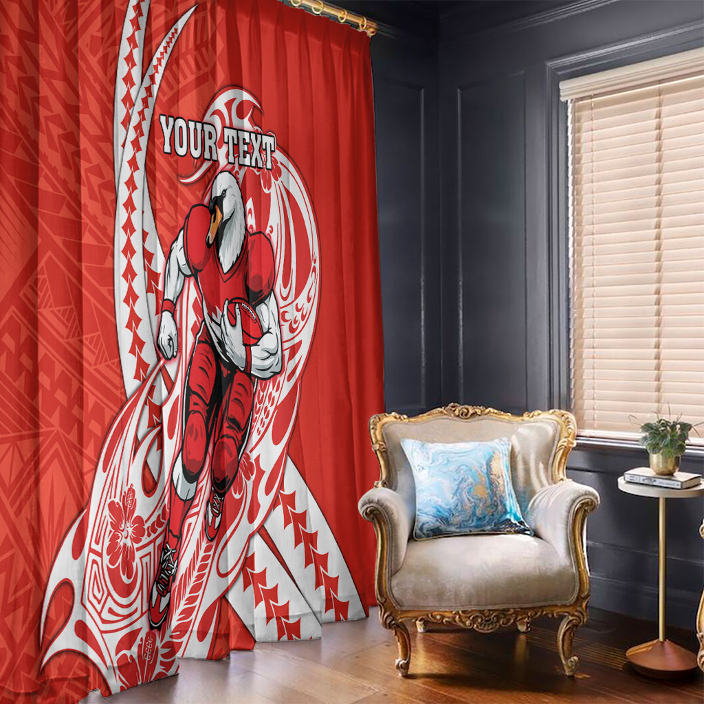 Personalized Sydney Swans Window Curtain Polynesian Tribal Swan Mascot With Hibiscus Floral Art
