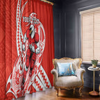 Personalized Sydney Swans Window Curtain Polynesian Tribal Swan Mascot With Hibiscus Floral Art