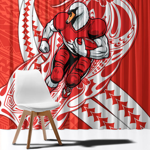 Personalized Sydney Swans Window Curtain Polynesian Tribal Swan Mascot With Hibiscus Floral Art