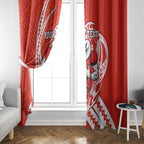 Personalized Sydney Swans Window Curtain Polynesian Tribal Swan Mascot With Hibiscus Floral Art