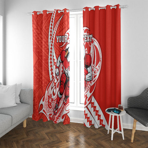 Personalized Sydney Swans Window Curtain Polynesian Tribal Swan Mascot With Hibiscus Floral Art