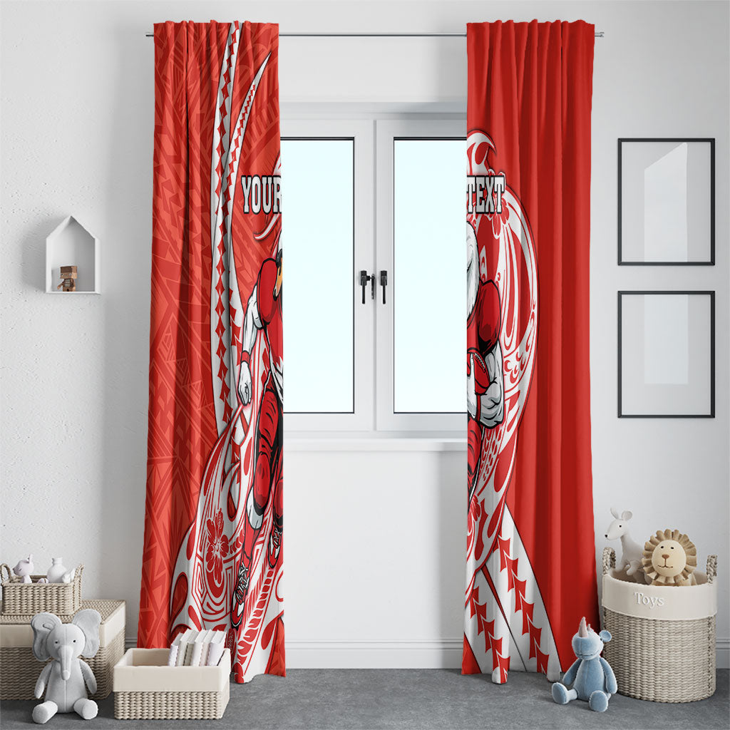 Personalized Sydney Swans Window Curtain Polynesian Tribal Swan Mascot With Hibiscus Floral Art