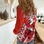 Personalized Sydney Swans Women Casual Shirt Polynesian Tribal Swan Mascot With Hibiscus Floral Art