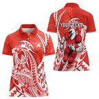 Personalized Sydney Swans Women Polo Shirt Polynesian Tribal Swan Mascot With Hibiscus Floral Art