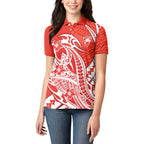 Personalized Sydney Swans Women Polo Shirt Polynesian Tribal Swan Mascot With Hibiscus Floral Art