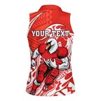 Personalized Sydney Swans Women Sleeveless Polo Shirt Polynesian Tribal Swan Mascot With Hibiscus Floral Art