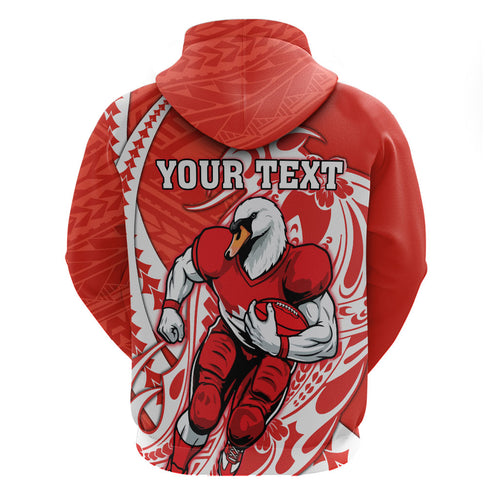 Personalized Sydney Swans Zip Hoodie Polynesian Tribal Swan Mascot With Hibiscus Floral Art