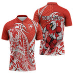 Personalized Sydney Swans Zipper Polo Shirt Polynesian Tribal Swan Mascot With Hibiscus Floral Art