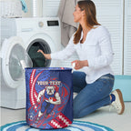 Personalized Western Bulldogs Laundry Basket Polynesian Tribal Bulldog Mascot With Hibiscus Floral Art