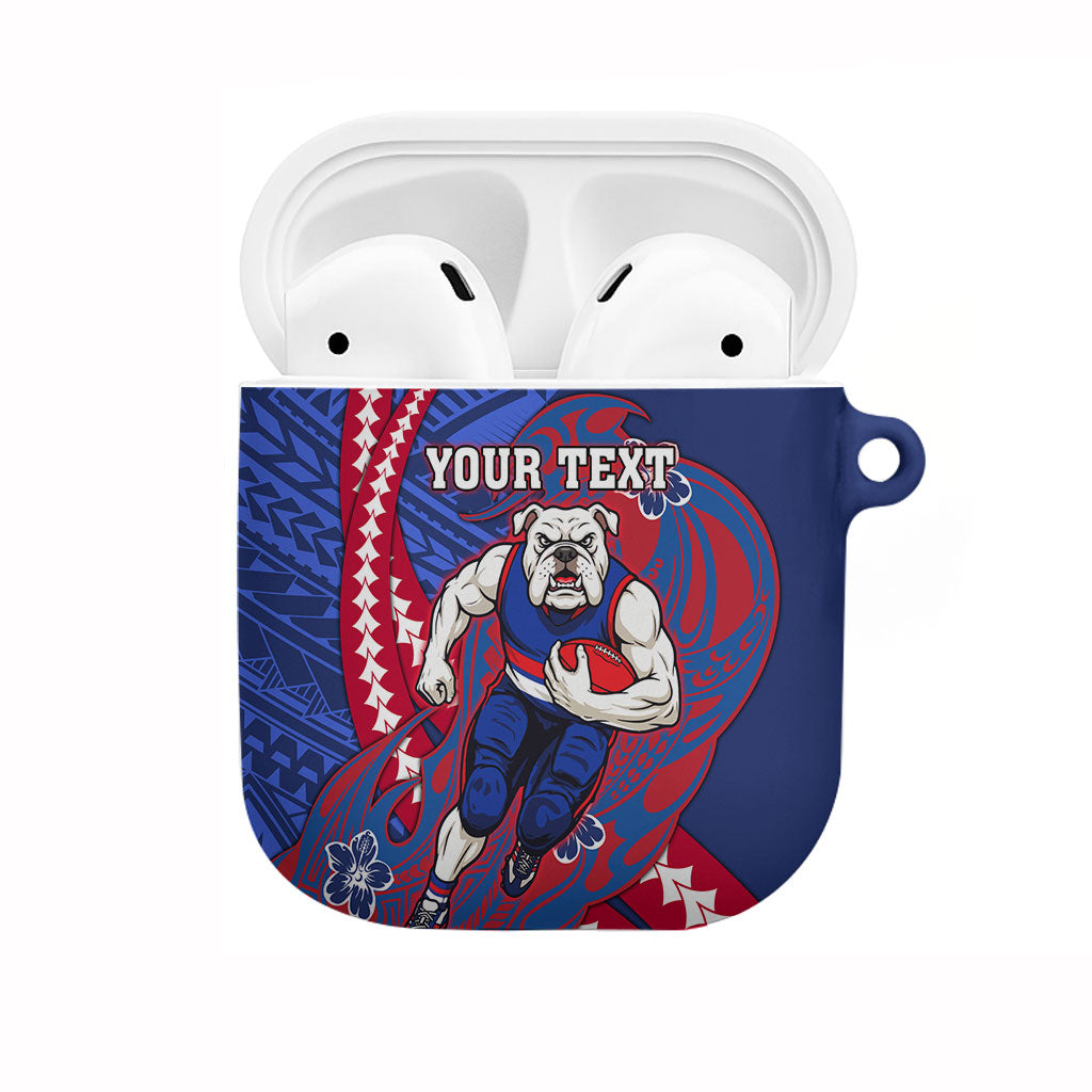 Personalized Western Bulldogs AirPods Case Polynesian Tribal Bulldog Mascot With Hibiscus Floral Art