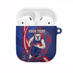 Personalized Western Bulldogs AirPods Case Polynesian Tribal Bulldog Mascot With Hibiscus Floral Art
