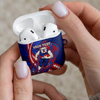 Personalized Western Bulldogs AirPods Case Polynesian Tribal Bulldog Mascot With Hibiscus Floral Art