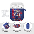 Personalized Western Bulldogs AirPods Case Polynesian Tribal Bulldog Mascot With Hibiscus Floral Art