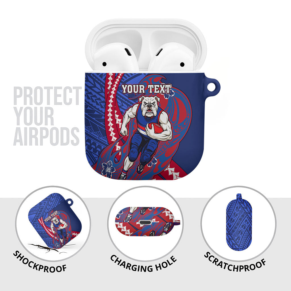 Personalized Western Bulldogs AirPods Case Polynesian Tribal Bulldog Mascot With Hibiscus Floral Art