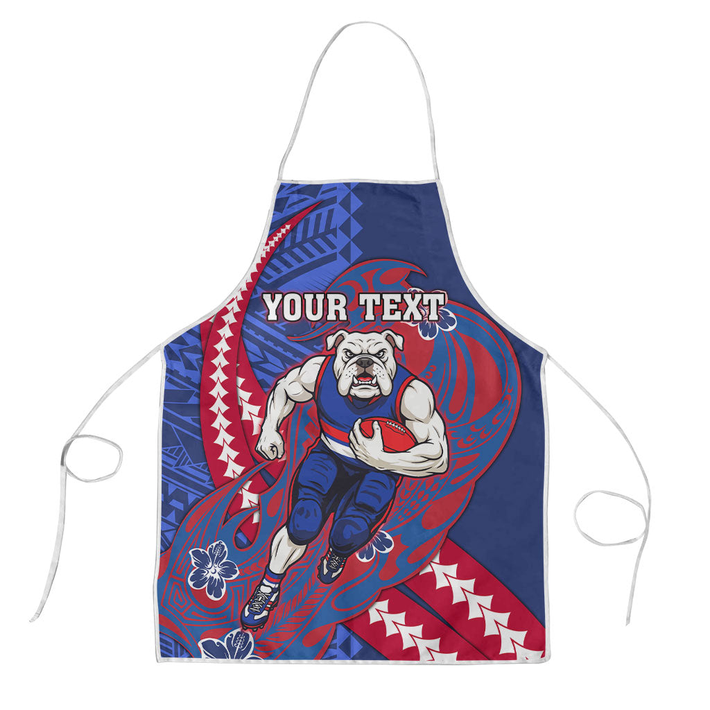 Personalized Western Bulldogs Apron Polynesian Tribal Bulldog Mascot With Hibiscus Floral Art