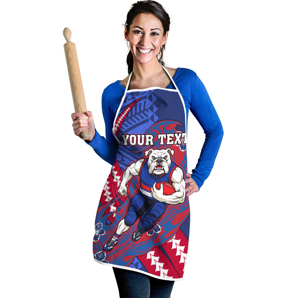 Personalized Western Bulldogs Apron Polynesian Tribal Bulldog Mascot With Hibiscus Floral Art