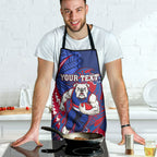 Personalized Western Bulldogs Apron Polynesian Tribal Bulldog Mascot With Hibiscus Floral Art